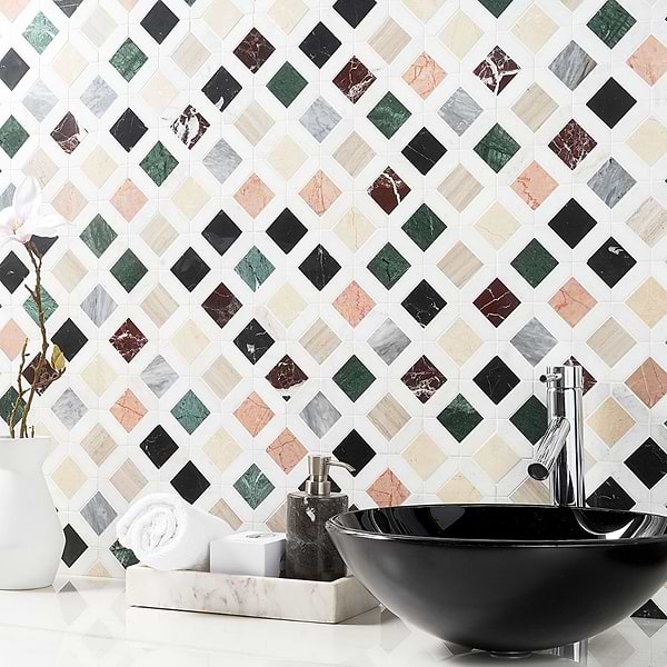 Nola Multicolor 2x2 Polished Marble Mosaic Tile