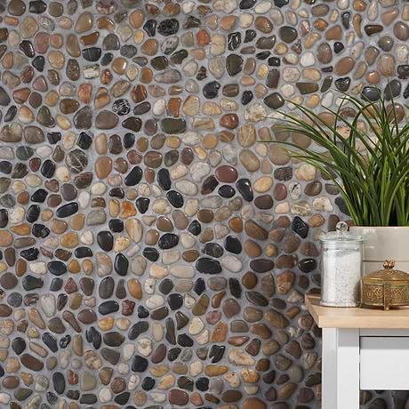 Pebble Tile for Backsplash,Kitchen Floor,Kitchen Wall,Bathroom Floor,Bathroom Wall,Shower Wall,Outdoor Wall,Commercial Floor