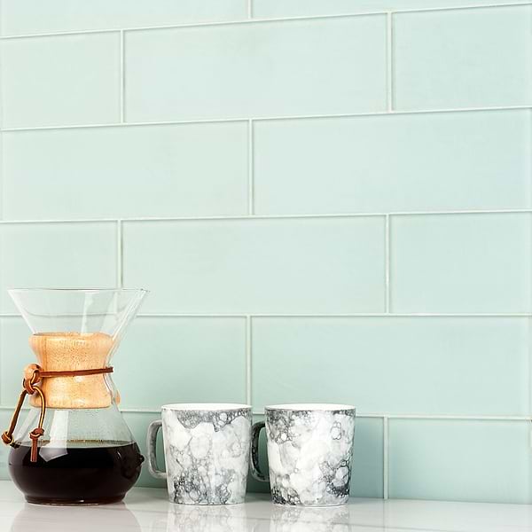 Loft Seafoam Green 4x12 Frosted Glass Subway Tile