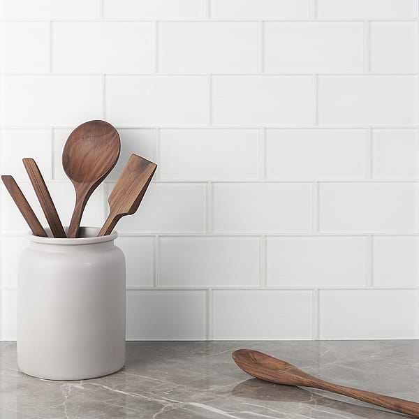 Loft Super White Frosted 3x6 Glass Subway Wall Tile