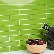 Loft Electric Lime 2x8 Polished Glass Subway Wall Tile
