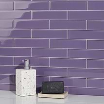 Loft Lilac Purple 2x8 Polished Glass Subway Tile