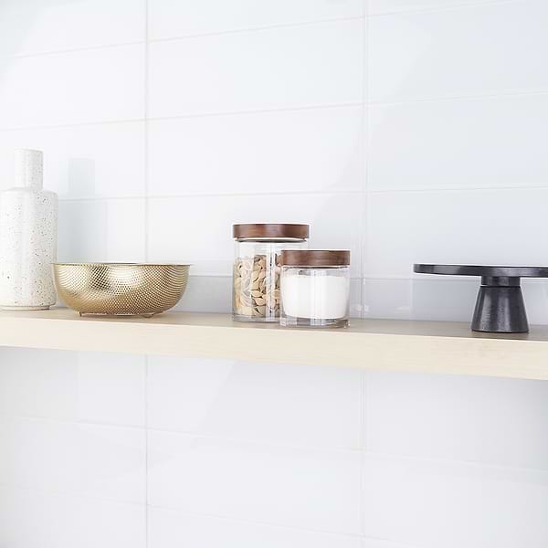 Loft Super White 6x18 Polished Glass Subway Tile for Wall