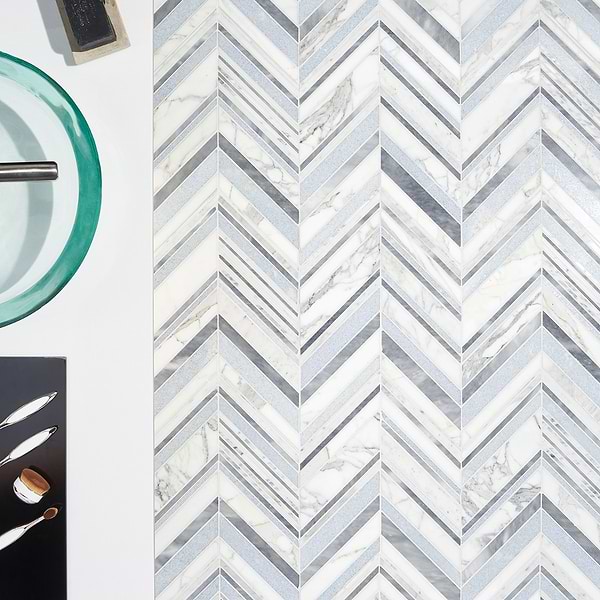 Aya Blue Polished Marble Mosaic Tile