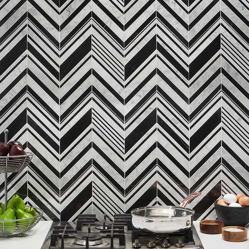 Aya Nero Polished Marble Mosaic