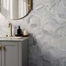 Raina Andes Gray Polished Waterjet Marble Mosaic Tile