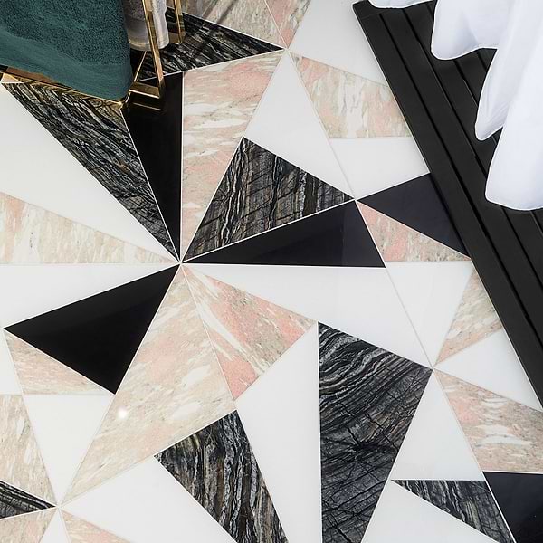 Jagger Rose 12x24 Polished Marble Tile- Pink and Black and White