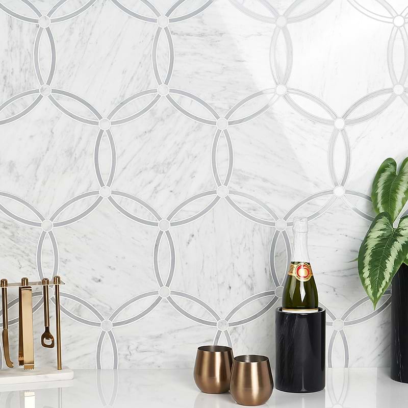 Celine Carrara White Polished Marble Mosaic