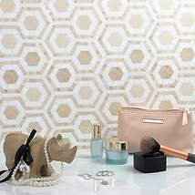Cosmos Crema & Thassos 4" Hexagon Marble Polished Mosaic Tile