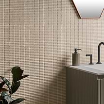 Venini Beige 1/2" x 2" Mini Brick Frosted Glass Mosaic Tile