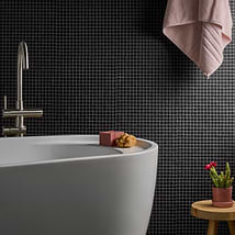 Venini Black 1/2" Mini Square Frosted Glass Mosaic Tile