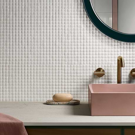 Venini White 1/2" Mini Square Frosted Glass Mosaic Tile