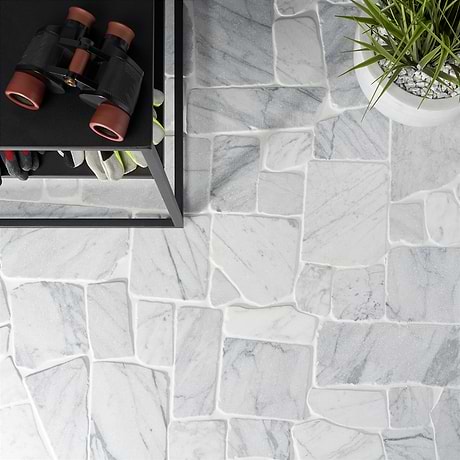 Nature Flagstone Jumbo Carrara Honed Marble Mosaic Tile