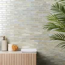 Artwater Iridescent Pearl White 1x4 Polished Glass Mosaic Tile