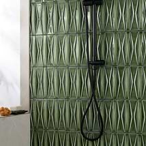 Nabi Harlequin Fern Green 2x8 Crackled Glossy Glass Mosaic Tile
