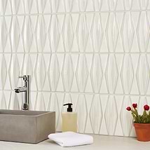Nabi Harlequin Natural White 2x8 Glossy Glass Mosaic Tile