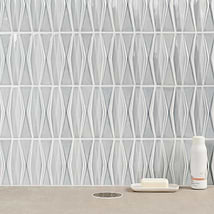 Nabi Harlequin Arctic Blue 2x8 Crackled Glossy Glass Mosaic Tile