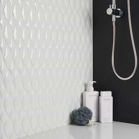 Nabi Valor Glacier White 2x4 Crackled Glossy Glass Mosaic Tile