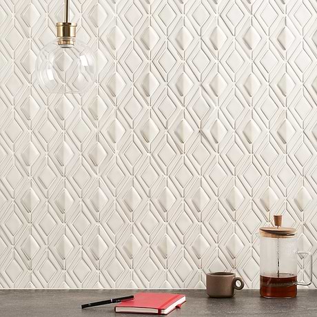Nabi Jewel Natural White 3D Glossy Glass Mosaic Tile