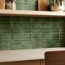 Nabi Subway Fern Green 3x6 Crackled Glossy Glass Tile