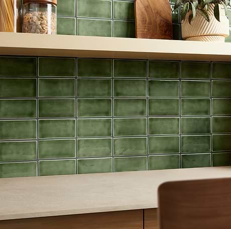 Nabi Subway Fern Green 3x6 Crackled Glossy Glass Tile