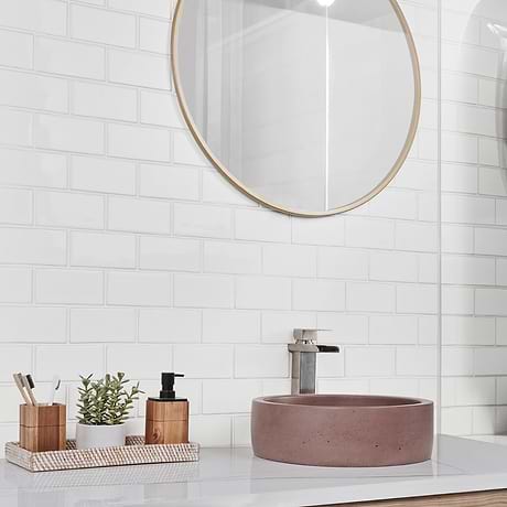 Nabi Subway Natural White 3x6 Glossy Glass Tile