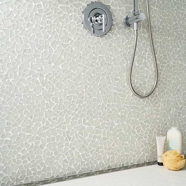 Fiji Arctic White Frosted Matte Glass Mosaic Tile