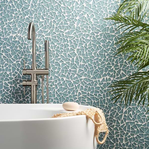 Fiji Atlantic Blue Frosted Matte Glass Mosaic Tile