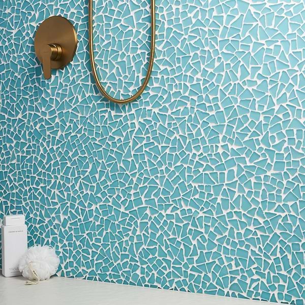 Fiji Pacific Blue Frosted Matte Glass Mosaic Tile