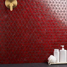 Bushwick Red 2" Triangle Glossy Lava Stone Mosaic Tile