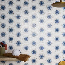 Ako Azul Blue 6" Hexagon Marble Micro Mosaic Tile