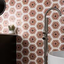 Ako Terracotta Rosa 6" Hexagon Marble Micro Mosaic Tile