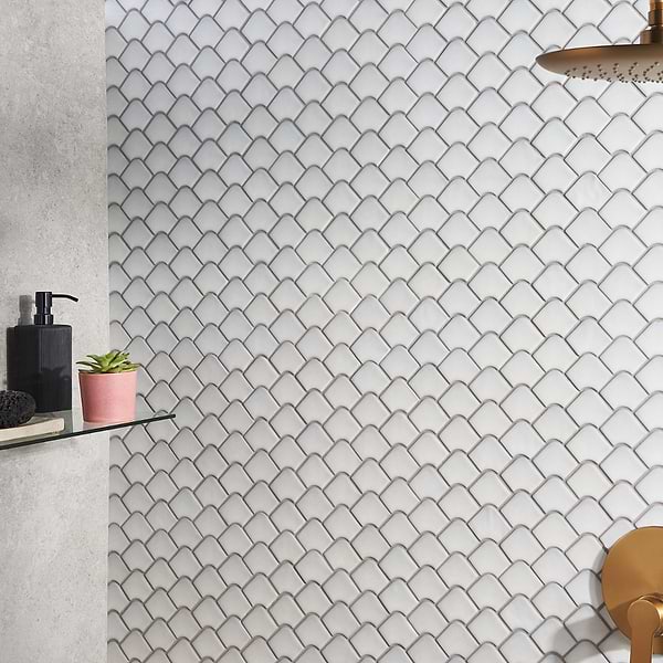 Suki Gray 2x3 Fishscale Matte Glass Mosaic Tile