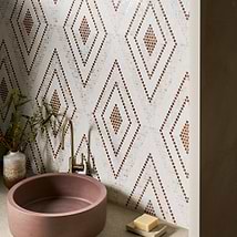 Uma Terra Golden Beige and White Polished Marble Micro Mosaic Tile