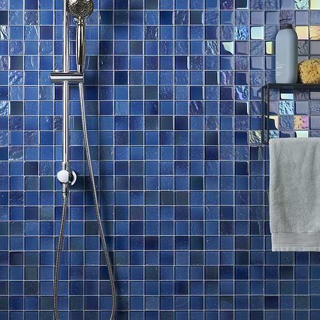 Fairy Blue 2x2 Polished Glass Mosiac Tile