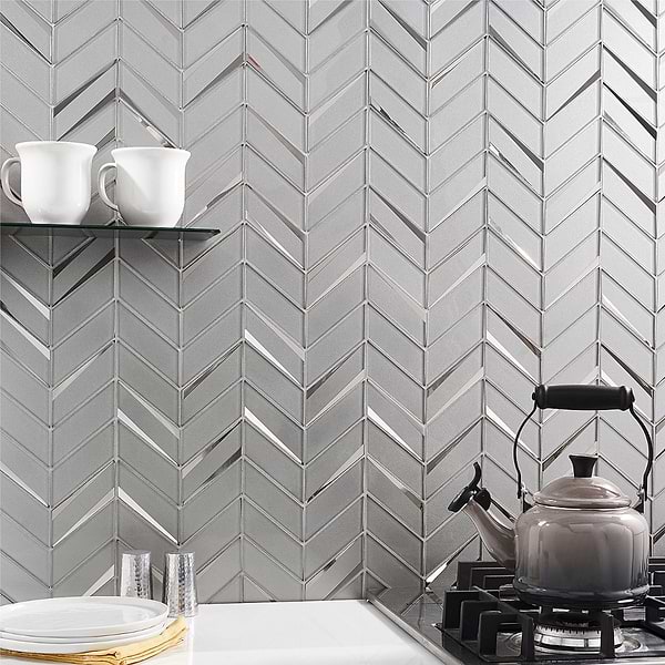 Kasol Milano Gray 2x4 Mirrored Glass Polished Mosaic Tile