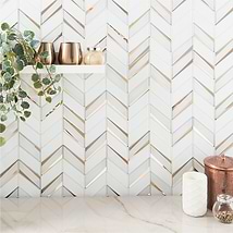 Kasol Roma White and Gold 2x4 Mirrored Glass Polished Mosaic Tile