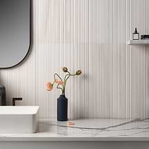 Waves Golden Valley White 12x24 Fluted 3D Honed Marble Tile