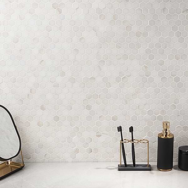 White Jade 1" Hexagon Polished Marble Mosaic