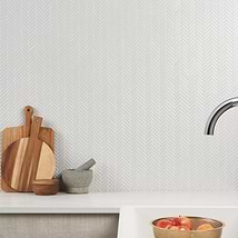 Kai White 1x2" Herringbone Glossy Porcelain Mosaic Tile
