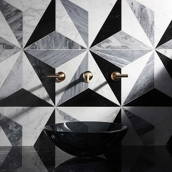 Stellamar Nero Carrara 15x26 Polished Marble Tile