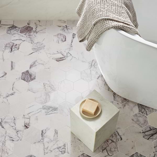 Lilac Premium 4" Hexagon Honed Marble Mosaic Tile