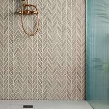 Brookline Chevron Warm Gray 1x5 Glossy Ceramic Mosaic Tile