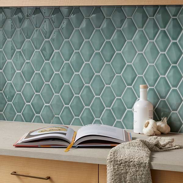Brookline Diamond Marine Blue 3x4 Glossy Ceramic Mosaic Tile in Blue, View 1