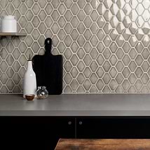 Brookline Diamond Warm Gray Glossy 3x4 Ceramic Mosaic Tile