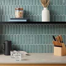Brookline Feather Marine Blue 2x7 Fish Scale Glossy Ceramic Mosaic Tile