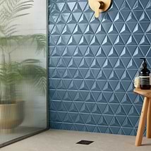 Brookline Triangle Coastal Blue 4" Glossy Ceramic Mosaic Tile