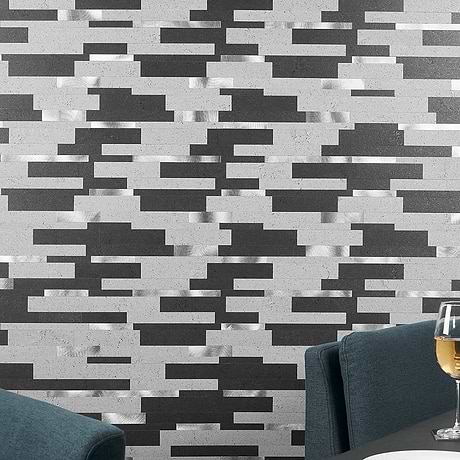 Metalway LPS Mixed Gray Solid Core Peel & Stick Self Adhesive Metallic Look Matte Mosaic Tile