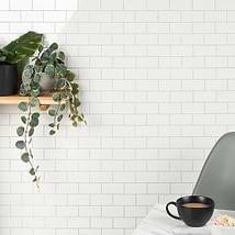 Pure White LPS 2x4 Brick Solid Core Peel & Stick Self Adhesive Polished Tile