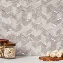 Tether Silver Chevron Solid Core Peel & Stick Self Adhesive Mosaic Tile